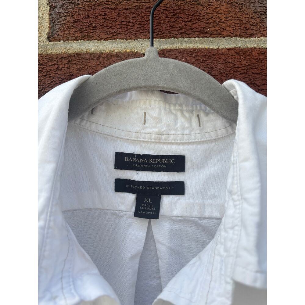 Banana Republic Organic Cotton White Button Down Shirt XL Untucked Standard Fit - Picture 3 of 9